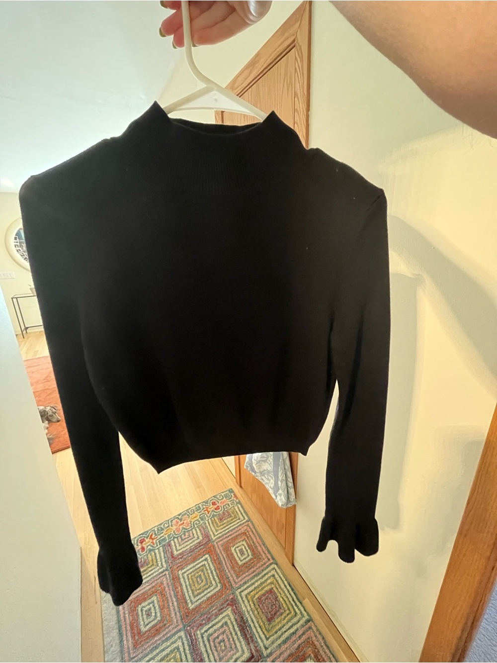 Honey Punch Black Mock Neck Cropped Sweater